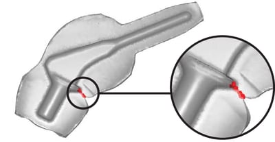 Forging of a femoral stem with prediction of cold-shut formation FORGE® simulation